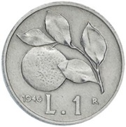 1 lira arancia repubblica italiana