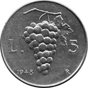 5 lire uva repubblica italiana
